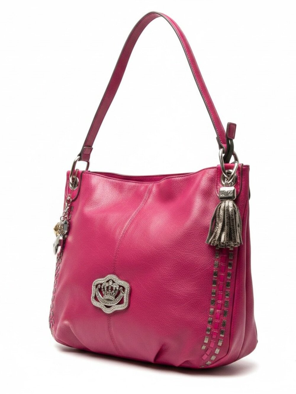 Kathy Van Zeeland Hobo Bag Hot Pink Y2K Vintage Bing Crown Shoulder Purse New